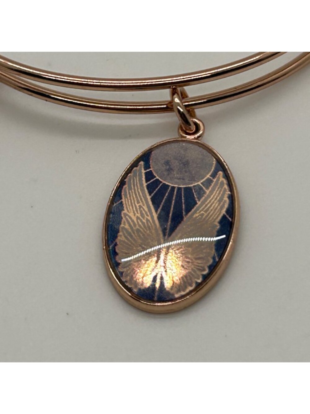 Alex And Ani Guardian Angel Wings Charm Bangle Bracelet Rose Gold Tone - Picture 9 of 11